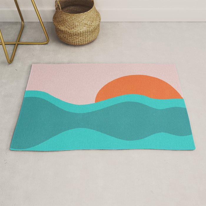 pink skies & surf Rug Gallery Image 1