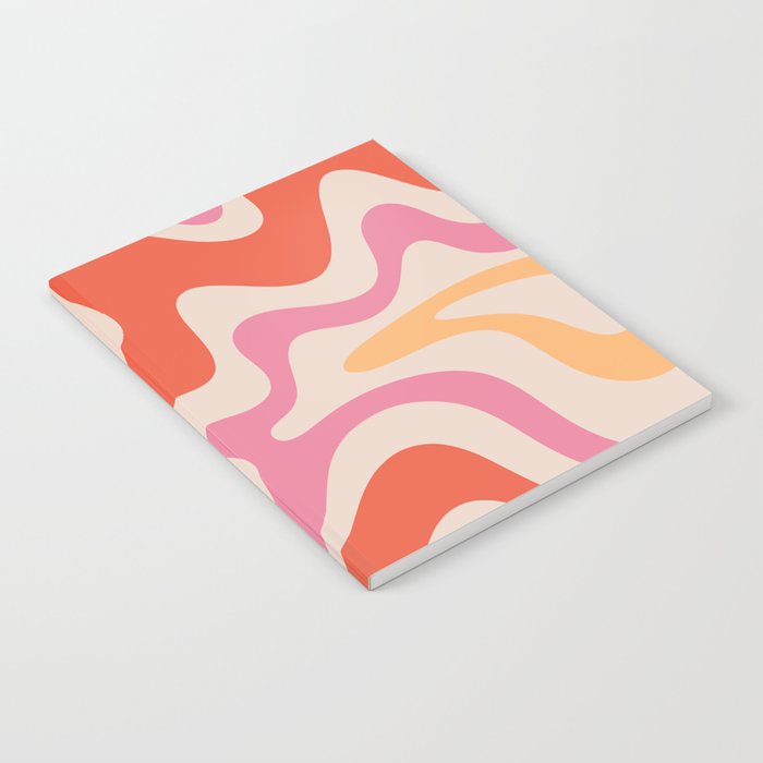 Retro Liquid Swirl Abstract Pattern in Retro Pink and Orange Notebook Gallery Image 2