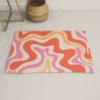 Retro Liquid Swirl Abstract Pattern in Retro Pink and Orange Rug Gallery Image 1