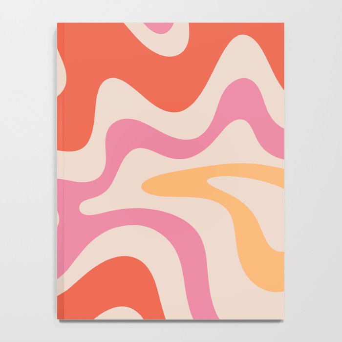 Retro Liquid Swirl Abstract Pattern in Retro Pink and Orange Notebook Gallery Image 4