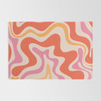 Retro Liquid Swirl Abstract Pattern in Retro Pink and Orange Rug Gallery Image 2