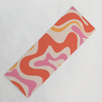Retro Liquid Swirl Abstract Pattern in Retro Pink and Orange Yoga Mat Gallery Image 1