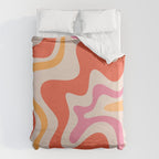Retro Liquid Swirl Abstract Pattern in Retro Pink and Orange Duvet Cover Gallery Image 6
