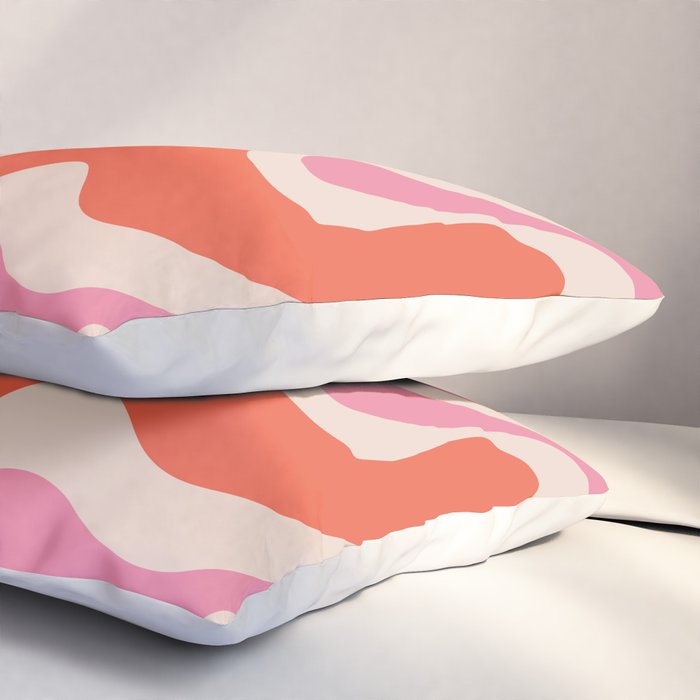 Retro Liquid Swirl Abstract Pattern in Retro Pink and Orange Pillow Sham Gallery Image 3