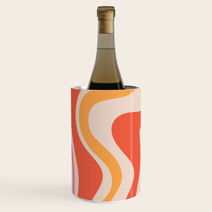 Retro Liquid Swirl Abstract Pattern in Retro Pink and Orange Wine Chiller Gallery Image 2