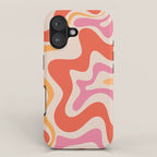 Retro Liquid Swirl Abstract Pattern in Retro Pink and Orange iPhone Case Gallery Image 1