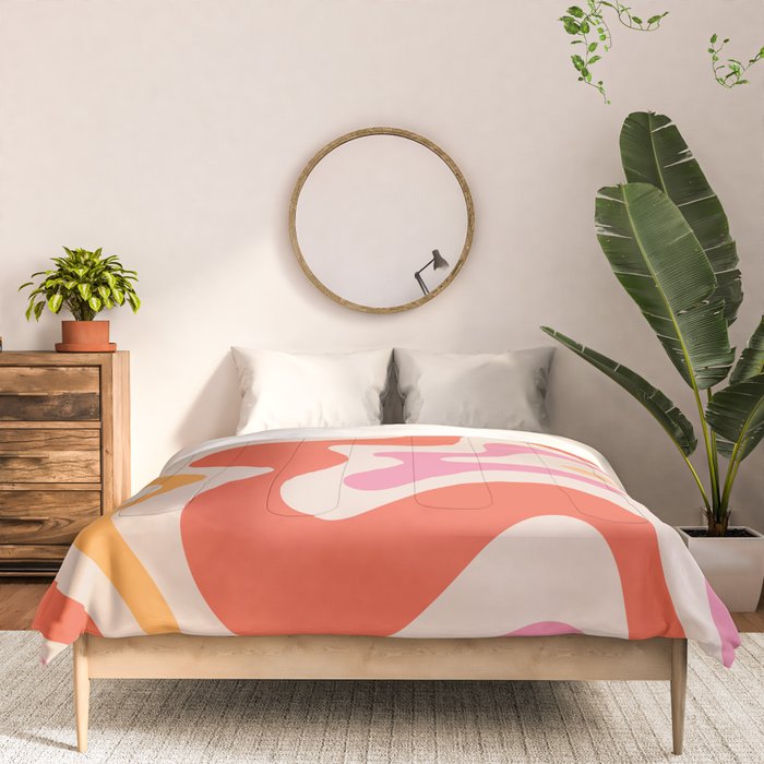 Retro Liquid Swirl Abstract Pattern in Retro Pink and Orange Comforter Gallery Image 3