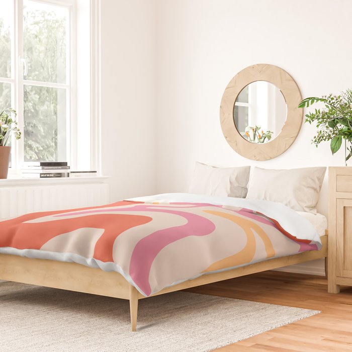 Retro Liquid Swirl Abstract Pattern in Retro Pink and Orange Duvet Cover Gallery Image 2