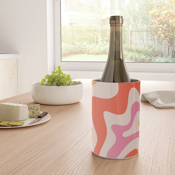 Retro Liquid Swirl Abstract Pattern in Retro Pink and Orange Wine Chiller Gallery Image 4