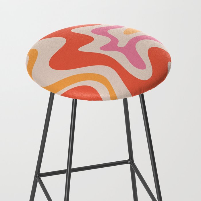 Retro Liquid Swirl Abstract Pattern in Retro Pink and Orange Stool Gallery Image 2