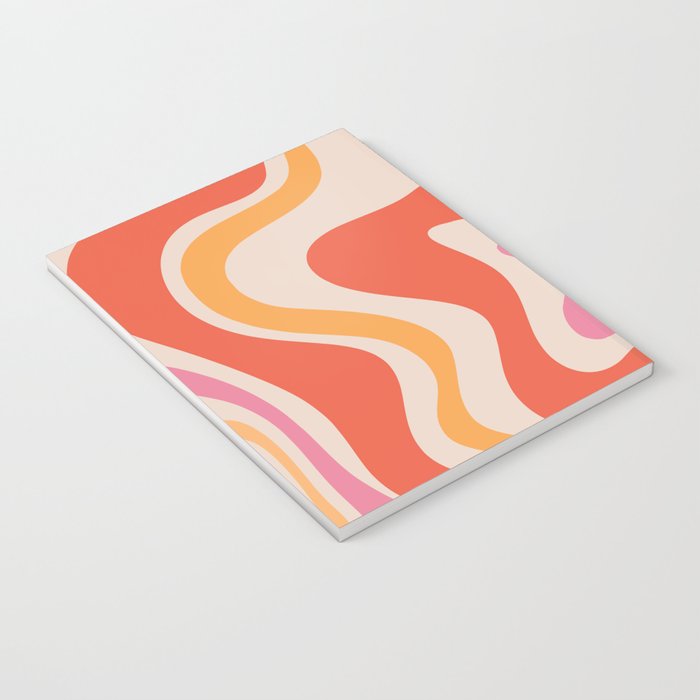 Retro Liquid Swirl Abstract Pattern in Retro Pink and Orange Notebook Gallery Image 3