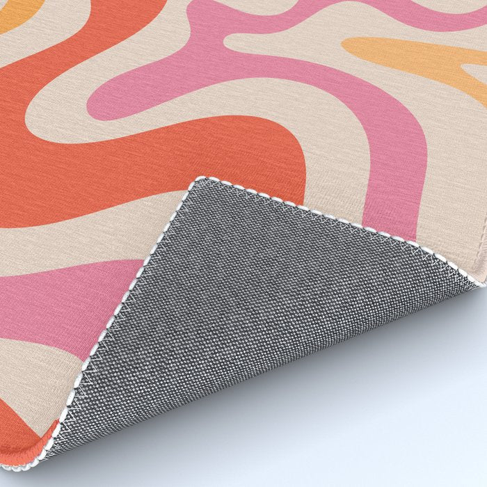 Retro Liquid Swirl Abstract Pattern in Retro Pink and Orange Rug Gallery Image 4