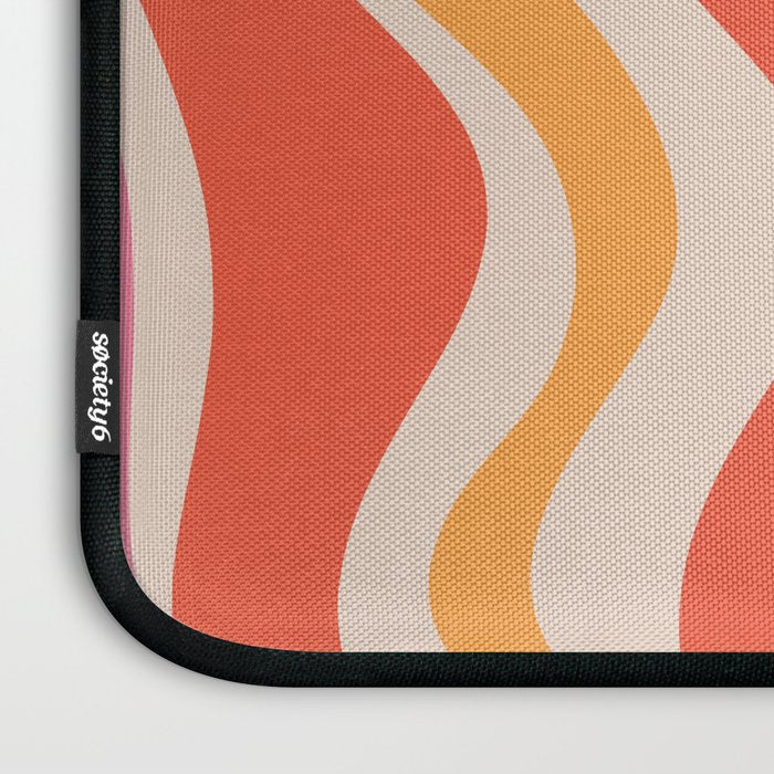 Retro Liquid Swirl Abstract Pattern in Retro Pink and Orange Laptop Sleeve Gallery Image 3
