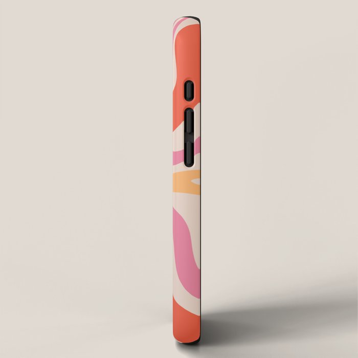 Retro Liquid Swirl Abstract Pattern in Retro Pink and Orange iPhone Case Gallery Image 2
