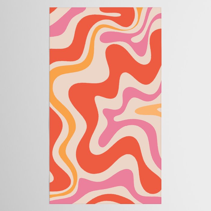 Retro Liquid Swirl Abstract Pattern in Retro Pink and Orange Tablecloth Gallery Image 2