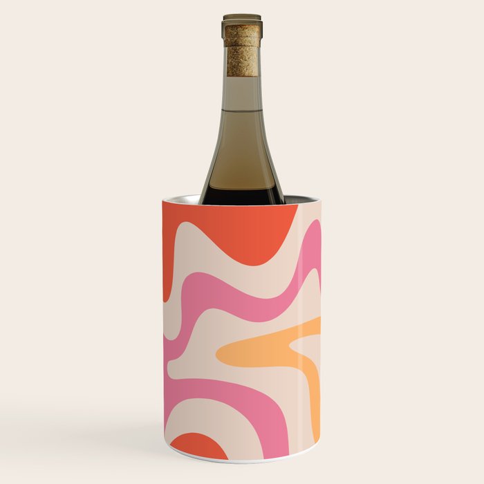 Retro Liquid Swirl Abstract Pattern in Retro Pink and Orange Wine Chiller Gallery Image 3