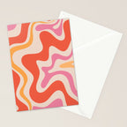 Retro Liquid Swirl Abstract Pattern in Retro Pink and Orange Stationery Card Gallery Image 2