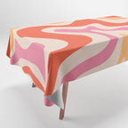 Retro Liquid Swirl Abstract Pattern in Retro Pink and Orange Tablecloth Gallery Image 1