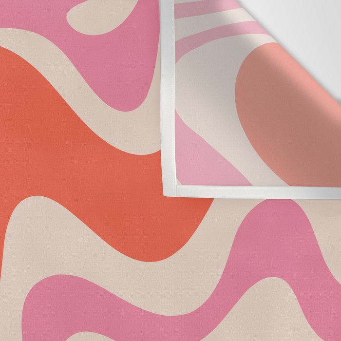 Retro Liquid Swirl Abstract Pattern in Retro Pink and Orange Wall Tapestry Gallery Image 3