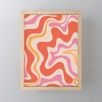 Retro Liquid Swirl Abstract Pattern in Retro Pink and Orange Mini Art Print Gallery Image 1