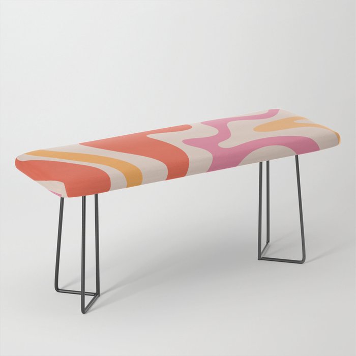Retro Liquid Swirl Abstract Pattern in Retro Pink and Orange Bench Gallery Image 1