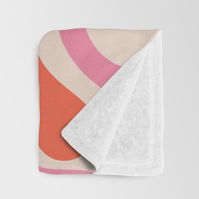 Retro Liquid Swirl Abstract Pattern in Retro Pink and Orange Throw Blanket Gallery Image 3