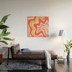 Retro Liquid Swirl Abstract Pattern in Retro Pink and Orange Wood Wall Art Gallery Image 2