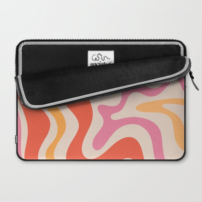 Retro Liquid Swirl Abstract Pattern in Retro Pink and Orange Laptop Sleeve Gallery Image 2