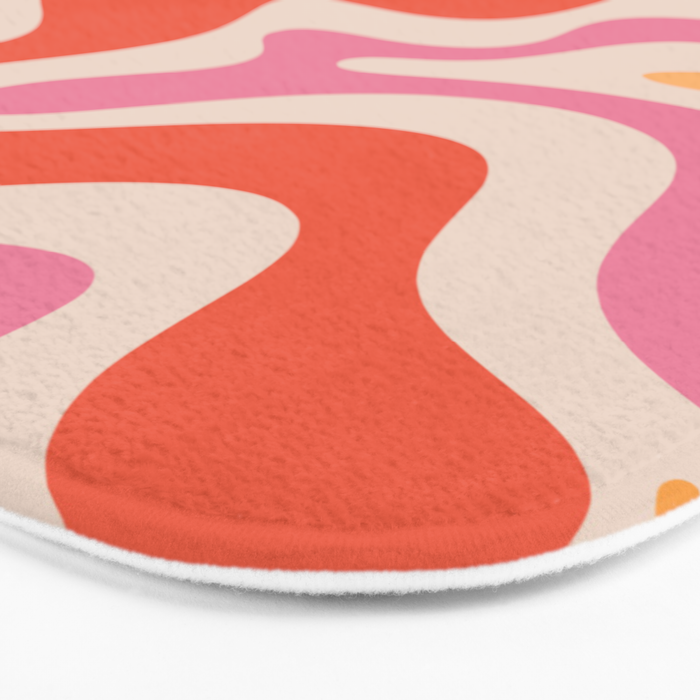 Retro Liquid Swirl Abstract Pattern in Retro Pink and Orange Bath Mat Gallery Image 3
