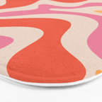Retro Liquid Swirl Abstract Pattern in Retro Pink and Orange Bath Mat Gallery Image 3