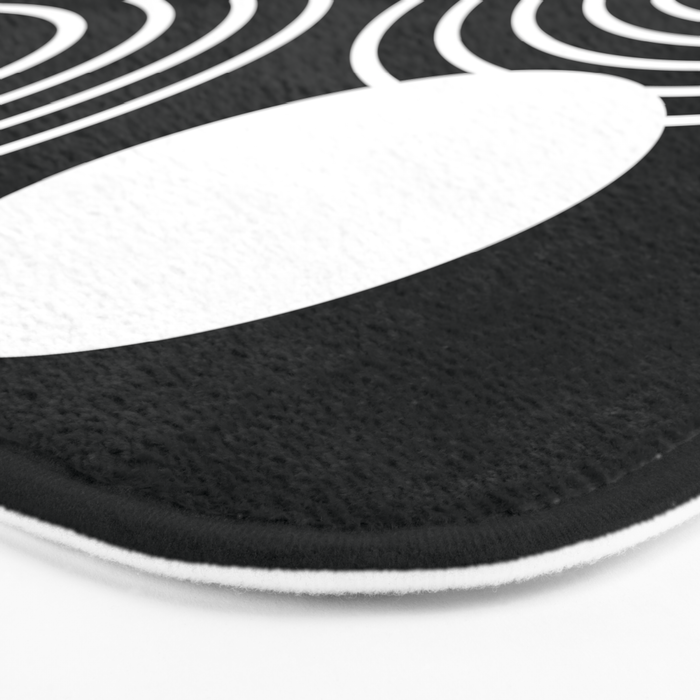 Mid Century Modern Geometric 191 in White and Black Bath Mat Gallery Image 3