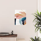 Exhale: a pretty, minimal, acrylic piece in pinks, blues, and gold Poster Gallery Image 2