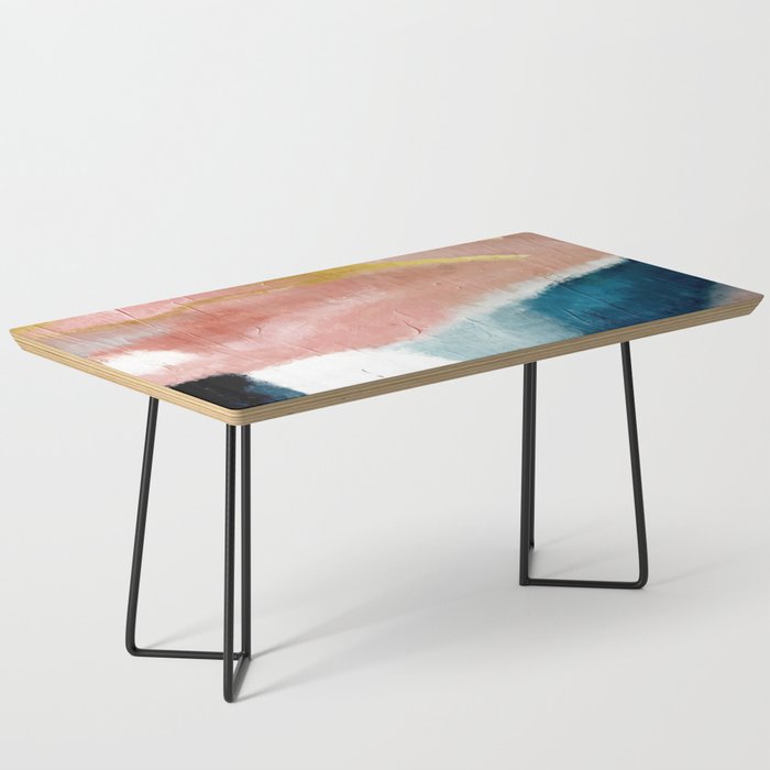 Exhale: a pretty, minimal, acrylic piece in pinks, blues, and gold Coffee Table Gallery Image 1