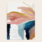 Exhale: a pretty, minimal, acrylic piece in pinks, blues, and gold Poster Gallery Image 4