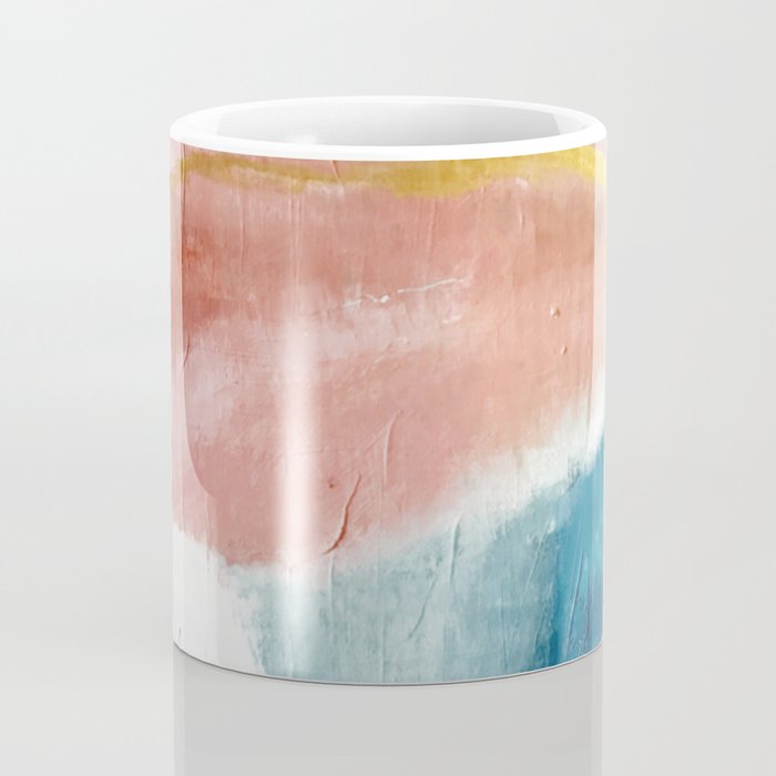 Exhale: a pretty, minimal, acrylic piece in pinks, blues, and gold Coffee Mug Gallery Image 4