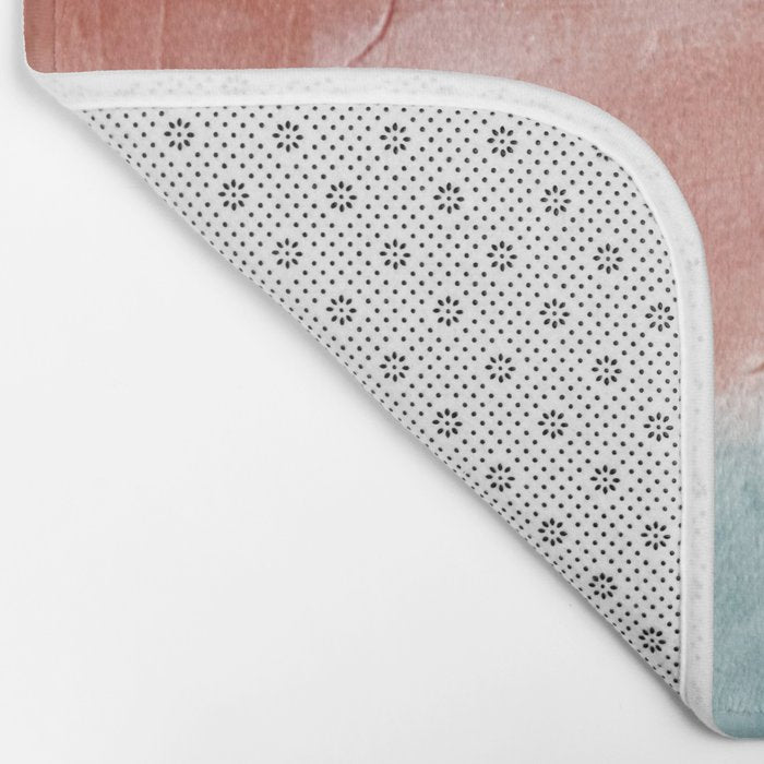 Exhale: a pretty, minimal, acrylic piece in pinks, blues, and gold Bath Mat Gallery Image 2