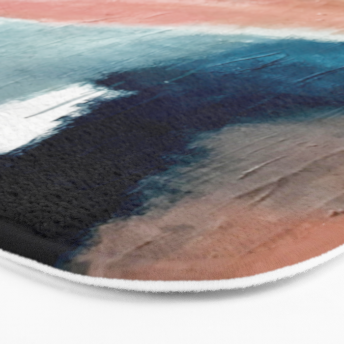Exhale: a pretty, minimal, acrylic piece in pinks, blues, and gold Bath Mat Gallery Image 3