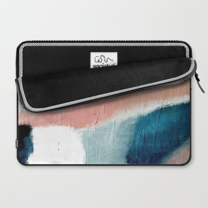Exhale: a pretty, minimal, acrylic piece in pinks, blues, and gold Laptop Sleeve Gallery Image 2