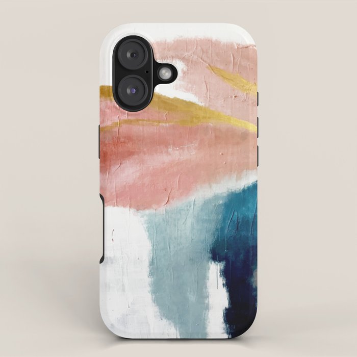 Exhale: a pretty, minimal, acrylic piece in pinks, blues, and gold iPhone Case Gallery Image 1