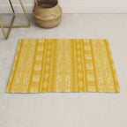 Mustard Yellow Tribal Ethnic Pattern | Sun Illustration | Vertical Stripes Rug Gallery Image 1