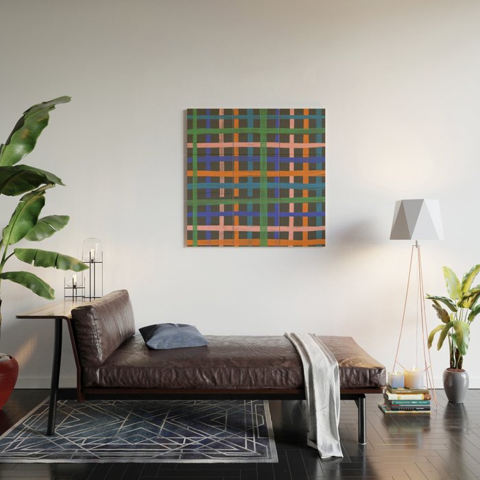 Dark plaid pattern Wood Wall Art Gallery Image 2