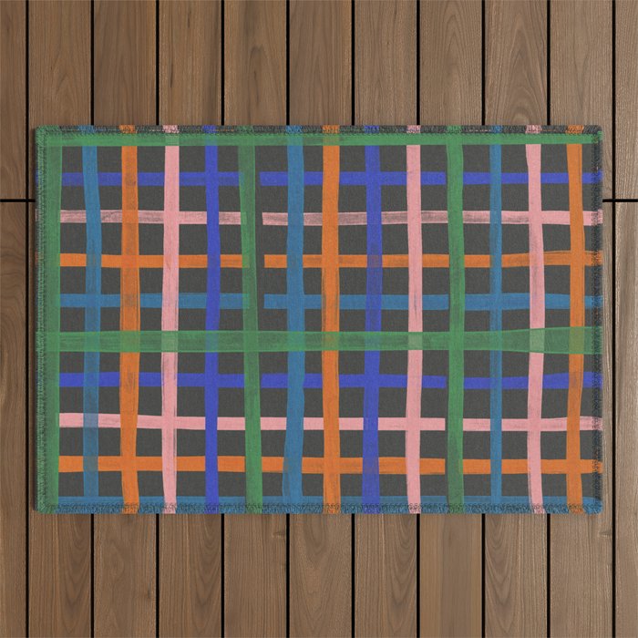 Dark plaid pattern Outdoor Rug Gallery Image 1