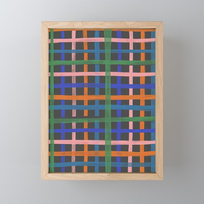 Dark plaid pattern Mini Art Print Gallery Image 1