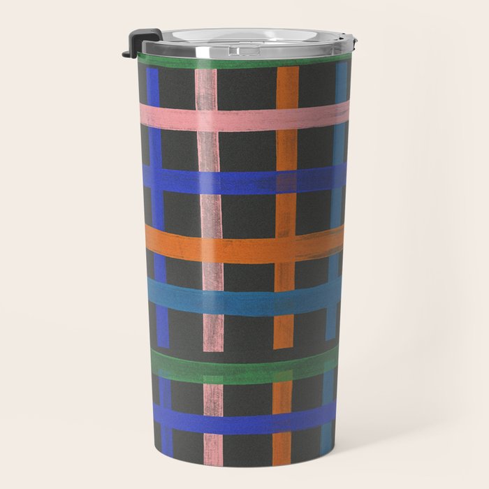 Dark plaid pattern Travel Mug Gallery Image 3