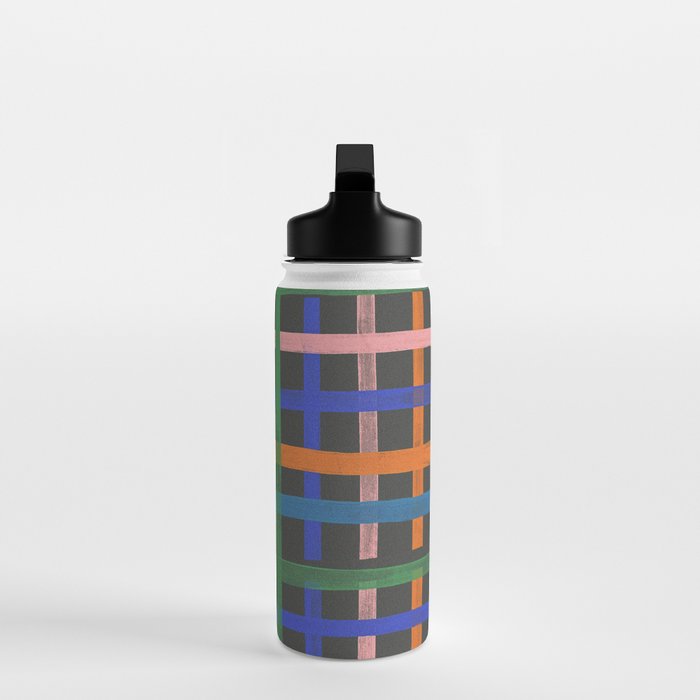 Dark plaid pattern Water Bottle Gallery Image 3