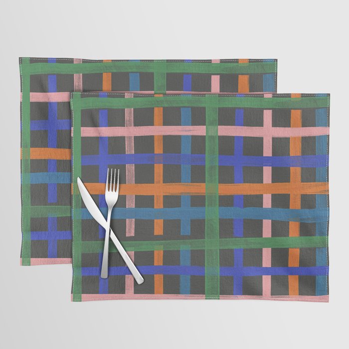 Dark plaid pattern Placemat Gallery Image 1