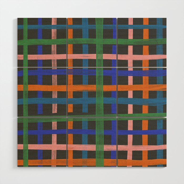 Dark plaid pattern Wood Wall Art Gallery Image 1