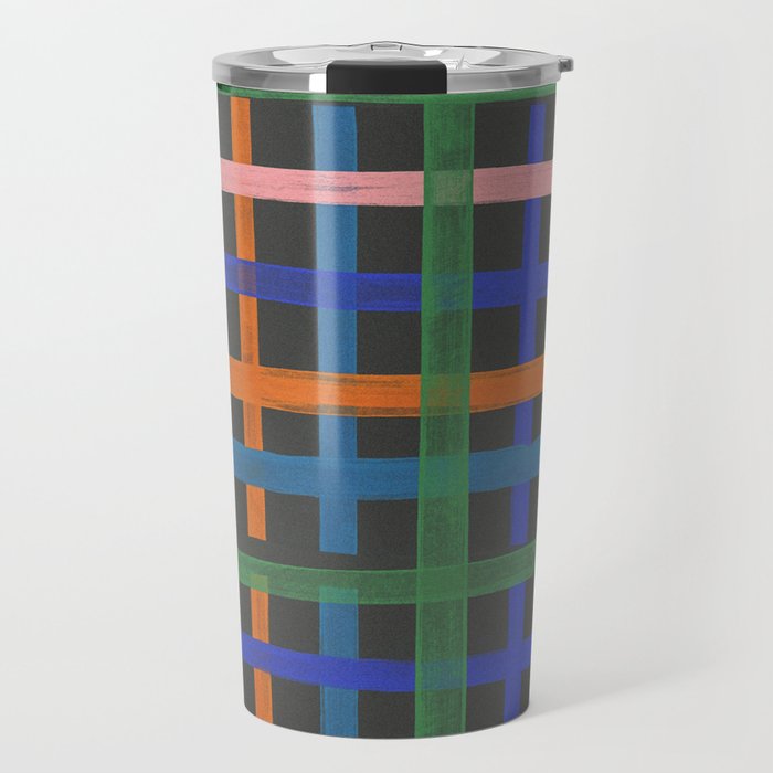 Dark plaid pattern Travel Mug Gallery Image 1