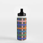 Dark plaid pattern Water Bottle Gallery Image 2