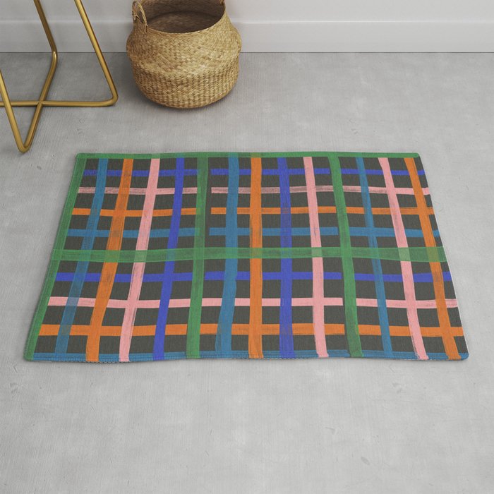 Dark plaid pattern Rug Gallery Image 1